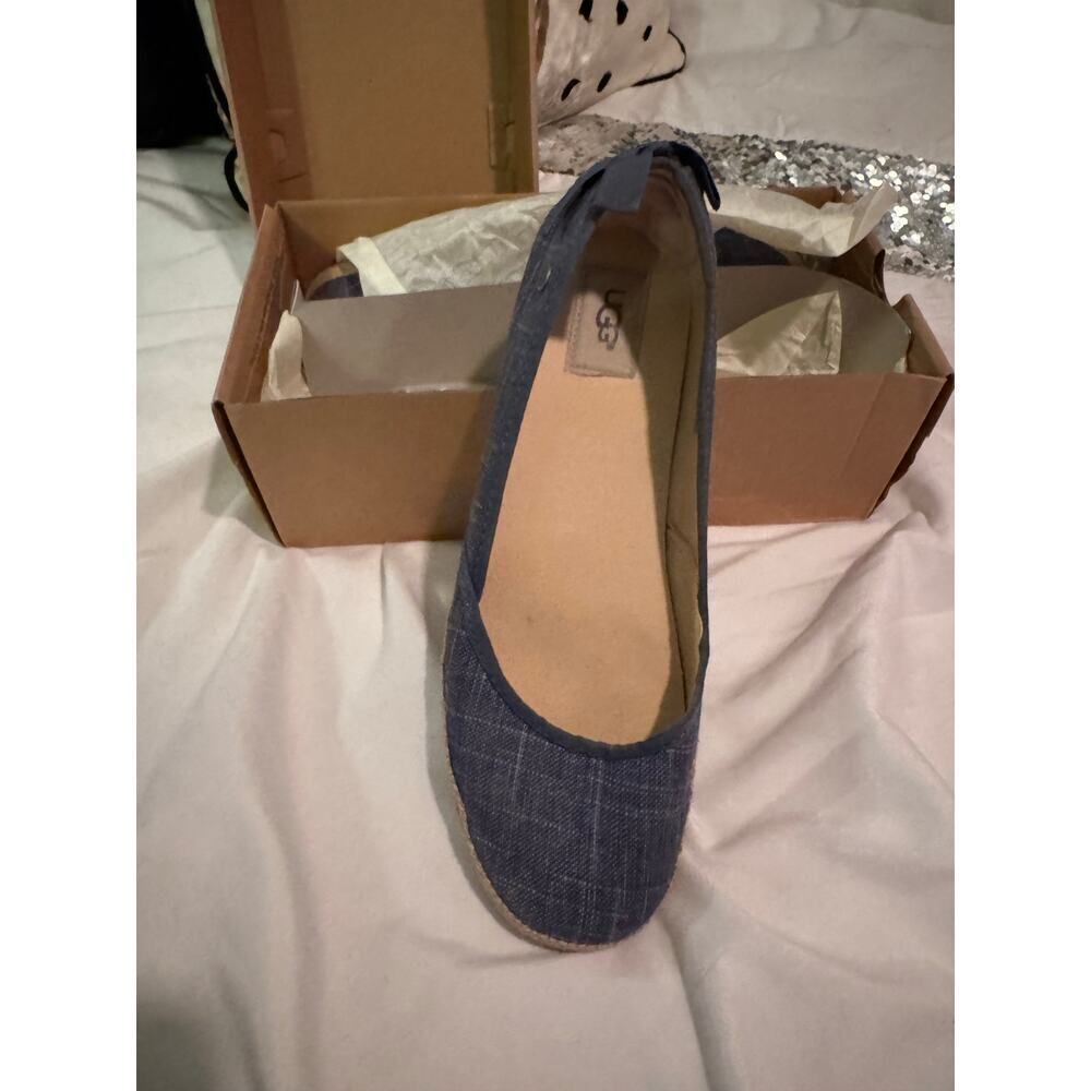 Ugg sz 10 women’s cork & denim jean lace up ballerina flats, shoes
